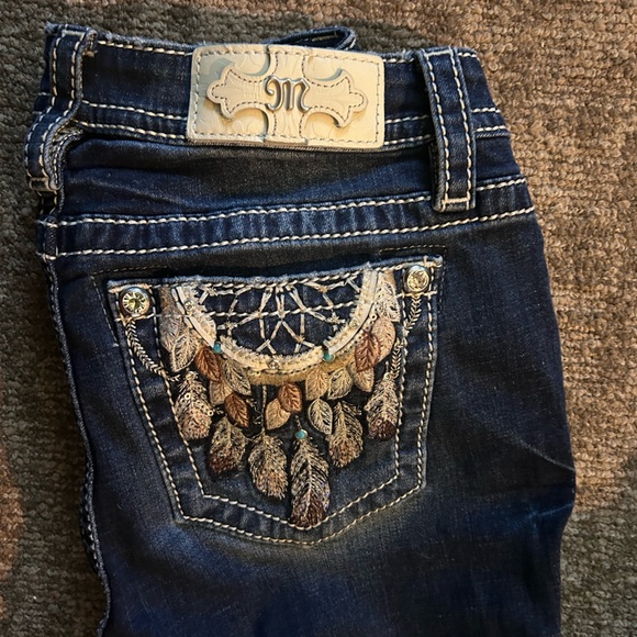 Miss Me Dark Blue Boot Cut Jeans with Embroidery - Picture 4 of 6